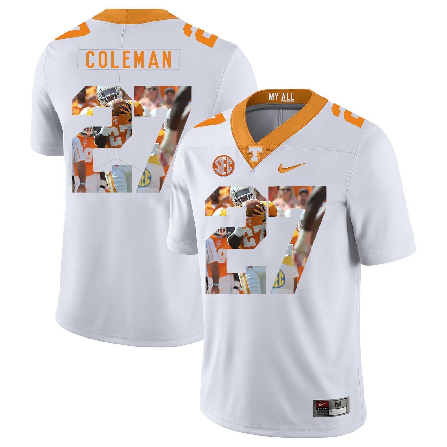 Men Tennessee Volunteers #27 Coleman White Fashion Edition Customized NCAA Jerseys